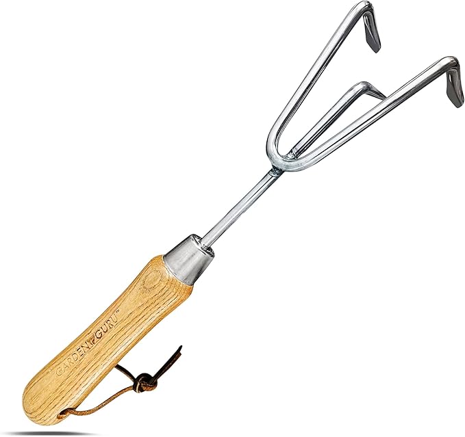 Garden Guru Eco Hand Cultivator Rake Tiller Tool- 100% Recycled Stainless Steel - Rust Resistant - FSC Certified Wood Ergonomic Handle - Great for Gardening Cultivating Loosening Weeding