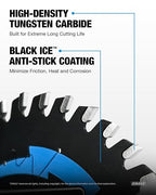 CRALY 3-3/8 Inch 36 Teeth Fine Finish Wood Cutting Circular Saw Blade, 15mm Arbor, Carbide Tipped, Thin Kerf, Black Ice™ Coating, for Plywood, MDF, OSB, Laminated, 3-Pack(C0336FF-3)