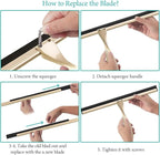 Shower Squeegee for Doors & Windows, All-Purpose, Stainless Steel, 14 Inch, Golden