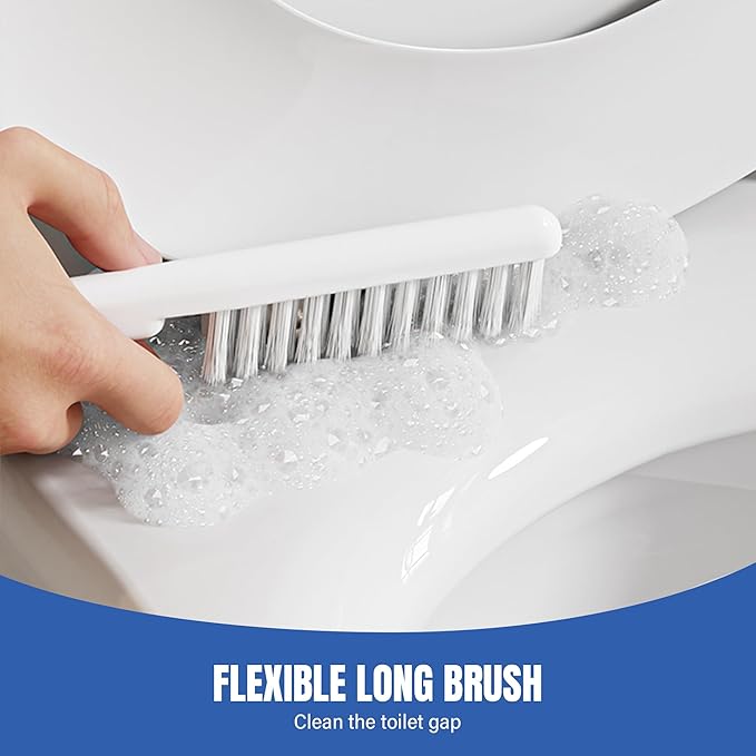 2 Pack Toilet Brush and Holder Set with Plunger, Crevice Cleaning Brush for Deep Cleaning, Space Saving Storage