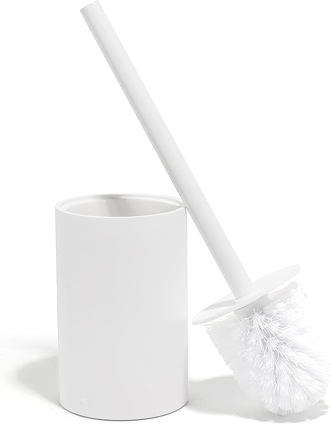 Matte White Toilet Bowl Brush for Bathroom with Holder - Bathroom Cleaner Scrubber with Sleek Design, Sturdy, and Durable Bristles