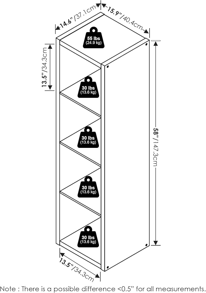 Furinno Cubicle Open Back Decorative Verticle Cube Storage Organizer, 4-Cube, Black Dark Oak