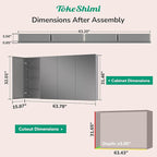 TokeShimi 64x32 Bathroom Medicine Cabinet with Mirror Tempered, Aluminum Silver Mirrored Medicine Cabinet Recessed or Surface Mount with Adjustable Storage Metal for Modern Farmhouse