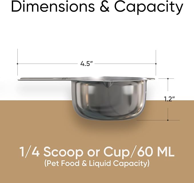 Color Up ¼ Cup Pet Food Scoop – Stainless Steel Dog Food Scoop Cup (4 Tbsp) – Durable, Rust-Resistant Measuring Scoop for Dogs, Cats, Birds & Rabbits – Ideal for Dry Food & Treats