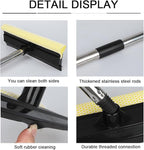 Long Handle Window Squeegee,2 in 1 Window Cleaning Car Squeegee,Windshield Squeegee with Cleaning Sponge and Rubber