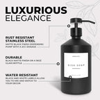 Luxury Glass Soap Dispenser Set of 2 - Elegant Glass Bottles with Matte Black Pumps, Ideal for Kitchen and Bathroom for Hand and Dish Soaps