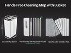 JOYMOOP Mop and Bucket Set with Wringer, Dust Mops for Floor Cleaning, Wall Cleaner with Long Handle,Wet and Dry Use - 8 Microfiber Mop Pads