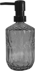Grey Glass Soap Dispenser with Black Pump, 15oz Liquid Hand Dispenser, Refillable Lotion Dish Soap Dispenser for Modern Home Decor, Bathroom, Kitchen Countertop, Hotel