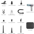 Car Vacuum,4-in-1 Mini Cordless Vacuum Cleaner with 3 Suction Modes&23000pa Suction,Portable Handheld Vacuum with LED Light,Multi-Nozzles&Brushless Motor&Air Dusters,TypeC for Car/Home/Pet/Office