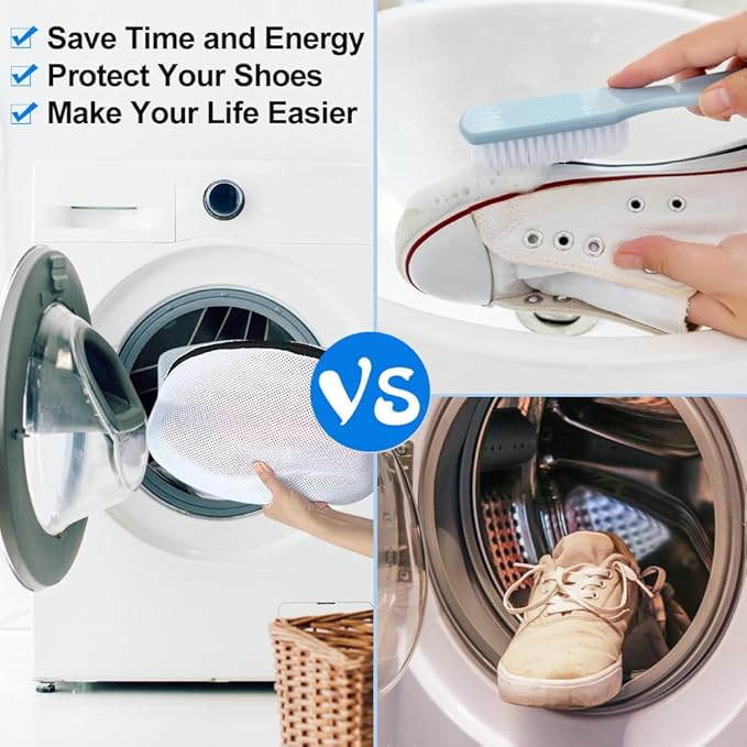 Vivifying Shoe Washing Machine Bag, Set of 2 Durable Mesh Laundry Bag with Zipper for Sneakers, Running Shoes, Sock, Bras and Toys
