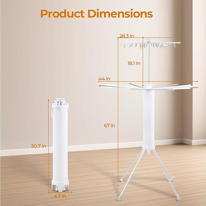 4-Legged Clothes Drying Rack Foldable,2 Tier Portable and Collapsible Space Saving Laundry Drying Rack with 4 Pulleys,Aluminum Dry Rack for Clothes