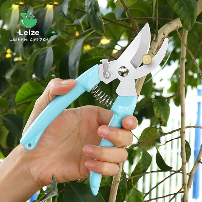 Leize Pruning Shears, Gardening Hand Pruner, Floral Shears, Strong Pruner for Flowers, Branches and Leaves (LightBlueB)