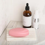 2PCS Koville African Natural Marble Soap Dish for Shower, Stone Soap Tray for Bathroom, Bar Soap Holder for Sink, Stripe Grooves Saver Keep Bars Dry Easy Clean (Namib Bianco)