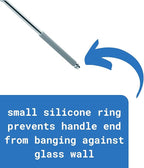 Long Handle Shower Squeegee for Glass Doors - Stainless Steel with Silicone Hook Holder - Scrubber for Shower Tile Wall Cleaning, Bathroom Cleaner - Large Shower Door Sweep Wiper with Rubber Hanger