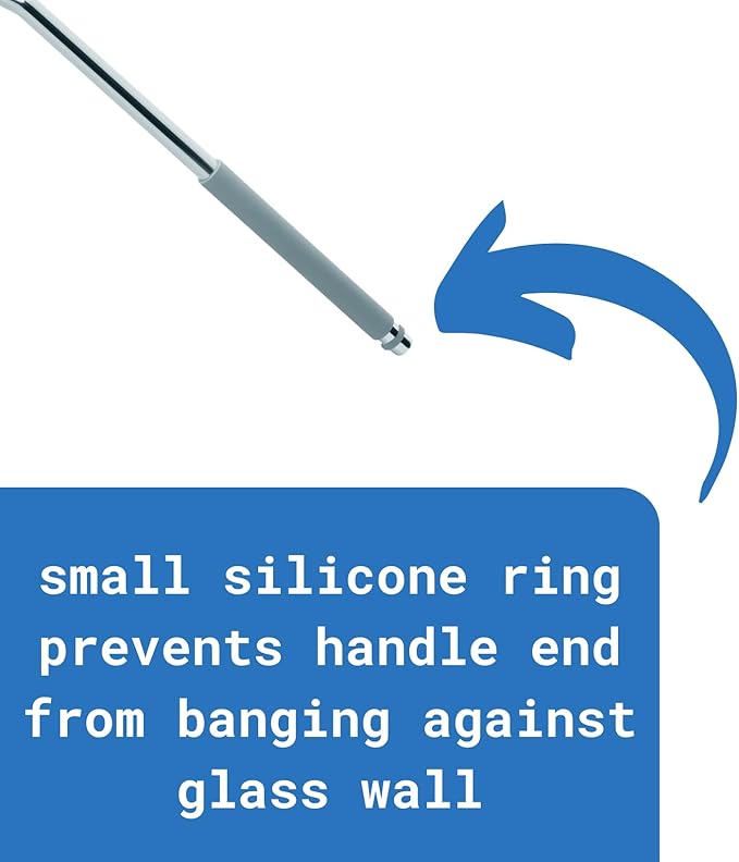 Long Handle Shower Squeegee for Glass Doors - Stainless Steel with Silicone Hook Holder - Scrubber for Shower Tile Wall Cleaning, Bathroom Cleaner - Large Shower Door Sweep Wiper with Rubber Hanger