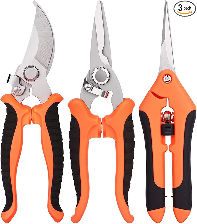 3 pcs garden shears Stainless steel Gardening scissors Pruning shears for gardening For pruning scissors flowers fruit trees