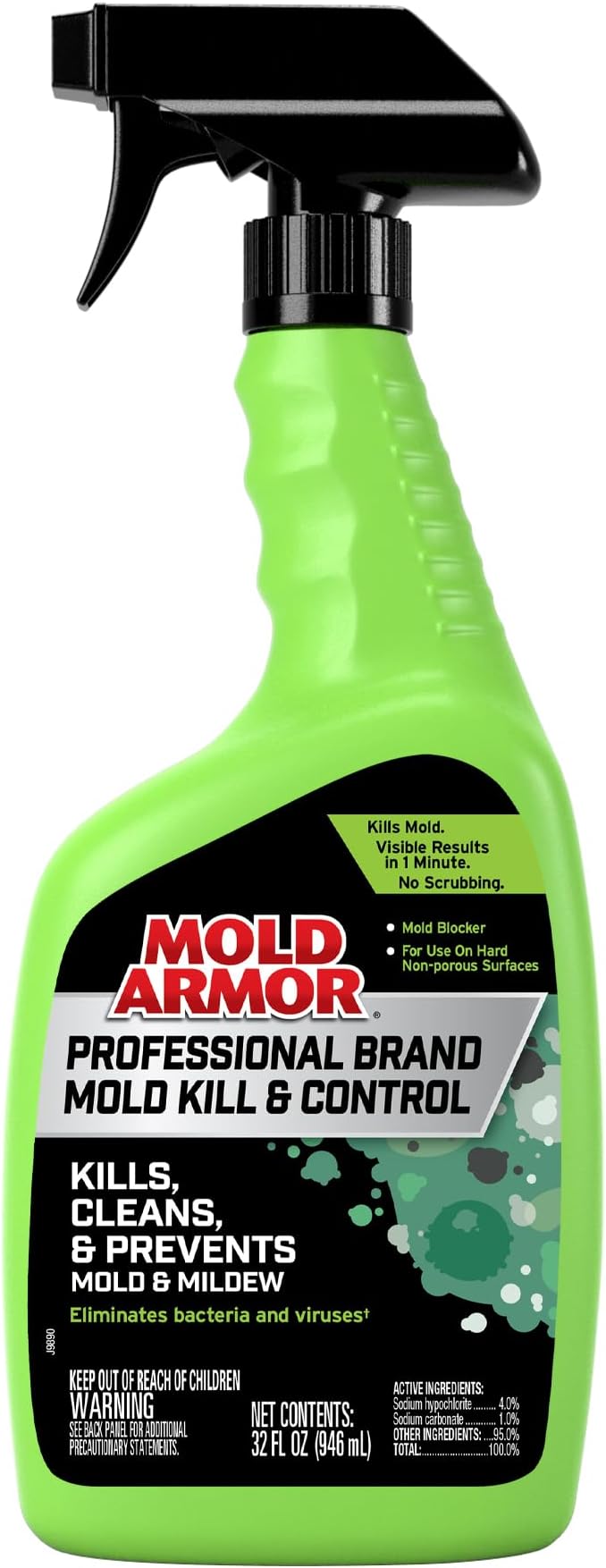 Mold Armor Professional Brand Mold Kill & Control Spray, 32 oz., Mold & Mildew Remover, Visible Results in Minutes, Eliminates Bacteria & Viruses