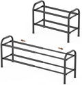 Gonfoam 2-Tier Expandable Shoe Rack,Adjustable Shoe Shelf Storage Organizer Heavy Duty Metal Free Standing Shoe Rack for Entryway Closet Doorway (Black)