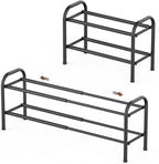 Gonfoam 2-Tier Expandable Shoe Rack,Adjustable Shoe Shelf Storage Organizer Heavy Duty Metal Free Standing Shoe Rack for Entryway Closet Doorway (Black)