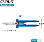 CYRUS Pruning Shears 8" Hand Gardening Scissors Extended Straight Carbon Blades Trimming Precision Bud Scissors with Sharp Serrations Widely Used for Gardening, Hydroponics, Grow Tents-CYRUS