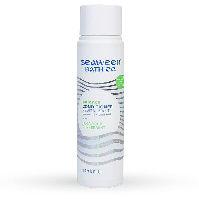 Seaweed Bath Co. Balance Conditioner, Eucalyptus Peppermint Scent, 12 Ounce, Sustainably Harvested Seaweed, Pro Vitamin B5, For Normal to Oily Hair