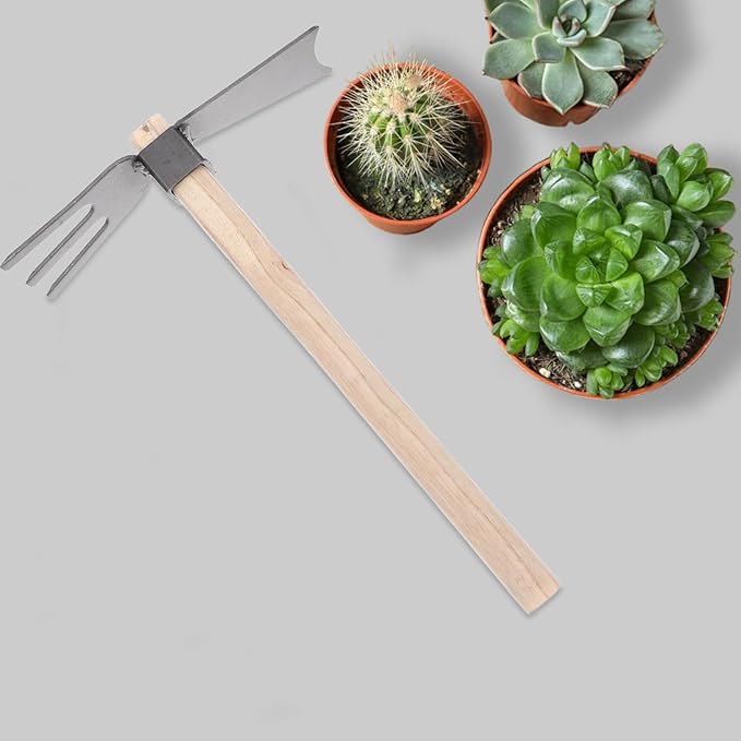 Hoe Hand Tools Garden Tool Dual Headed Hoe Hand Rake Mini Hoes Planting Gardening Hoe Hoe Garden Tool Garden Tools for Gardening Set Outdoor Iron Household Gadgets Hoes