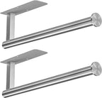 ASTOFLI Paper Towel Holder Under Cabinet No Drilling, Self Adhesive Paper Towel Holder Wall Mount for Kitchen Rack, Under Counter Napin Holder No Drill, RV, 304 Stainless Steel, Silver 2 Pack