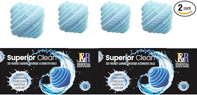 J&R ESSENTIAL Laundry Balls Set, Eco-Friendly Super Washing Machine Laundry Ball, All Natural Washer Ball Laundry Detergent Alternative, Household Can Be Reused 1000 Washings (Unscented)
