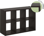 Furinno Cubicle Open Back Decorative Cube Storage Organizer, 6-Cube, Black Dark Oak
