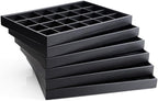 Oirlv Stackable Jewelry Organizer Tray Premium Leather 24 Grid Jewelry Drawer Organizer Dresser Tabletop Trinket Earring Ring Storage