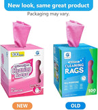 GLIMGLINT Pink Microfiber Cleaning Cloth, 100 Pack Cleaning Rags, Lint-Free, Ultra Absorbent Reusable Paper Towels for Home, Kitchen, Car, Garage or Shop, Dish Rags, 11" x 9"