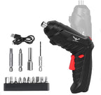 16 in 1 Electric Screwdriver Cordless Rechargeable Small Power Drill Set 3.6V Li-ion 3.5Nm Max Torque Electric Rotatable with LED Light Screwdriver for Home Office DIY Tools (Black)