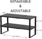 Adjustable Metal Shelving Unit, Stackable & Expendable Storage Rack for Home/Office/Kitchen, Space-Saving，Sturdy&Durable，Easy Assembly (2PACKS/Large/Black