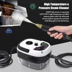 Irishom 2500W Portable Handheld Steam Cleaner High Temperature Pressurized Steam Cleaning Machine with Brush Heads and Gloves for Kitchen Furniture Bathroom Car