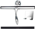 12 Inch Squeegee for Shower, Shower Squeegee with Suction Cup Hooks, for Glass Door Marble Mirror Bathroom, Chrome Plated Stainless Steel Deluxe Car Window Home Kitchen Tile Scraper