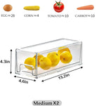 MANO 2Pack Clear Fridge Drawers Pull Out Stackable Refrigerator Drawer Organizer Bins Pantry Storage Box Plastic Food Containers for Kitchen Bathroom Office Closet(X-Small)