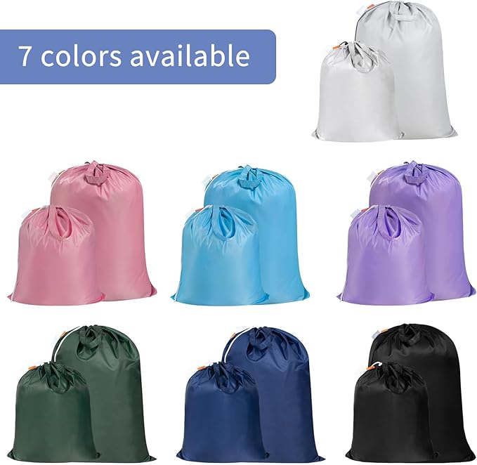 Polecasa Heavy Duty Laundry bag, 28 x36 inches Large Laundry Bag with 130gsm Tear Resistant Fabric and Handles, Durable Clothes Drawstring Bag for Laundry Hamper, College, Dorm, Travel, Silver