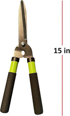 GARDEN GURU Hedge Shears Clippers for Trimming & Shaping Borders, Boxwood, Decorative Shrubs, Bushes, Grass – 15 inch High Carbon Steel Gardening Hedge Clippers & Shears with Comfort Grip Handles (4)