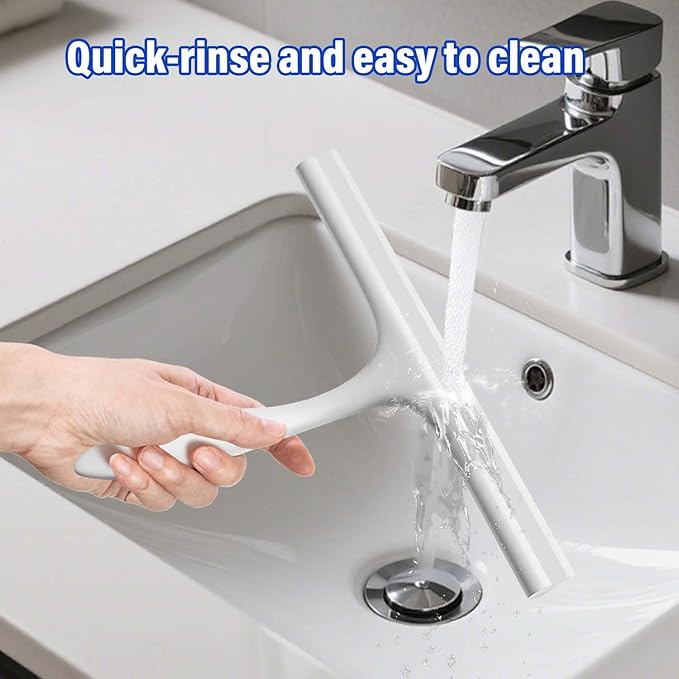 All-Purpose Shower Squeegee for Shower Glass Door with Adhesive Hook, Bathroom Cleaner Tool Household Squeegee,10 inch, White