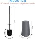 SetSail Toilet Brush, Compact Size Toilet Bowl Brush and Holder Toilet Brushes for Bathroom with Stainless Steel Handle Toilet Cleaner Brush with Durable Scrubbing Bristles, 3 Packs，Gery