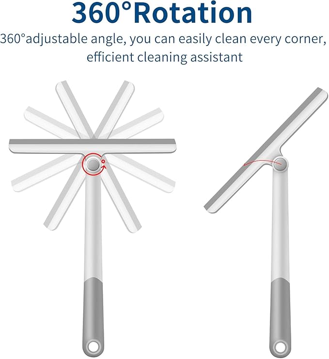 WONDAY Shower Squeegee for Glass Doors Tile and Walls 2 Pack Squiggy Bathroom Windows with 360° Rotation Rubber Blade (Greengrey)