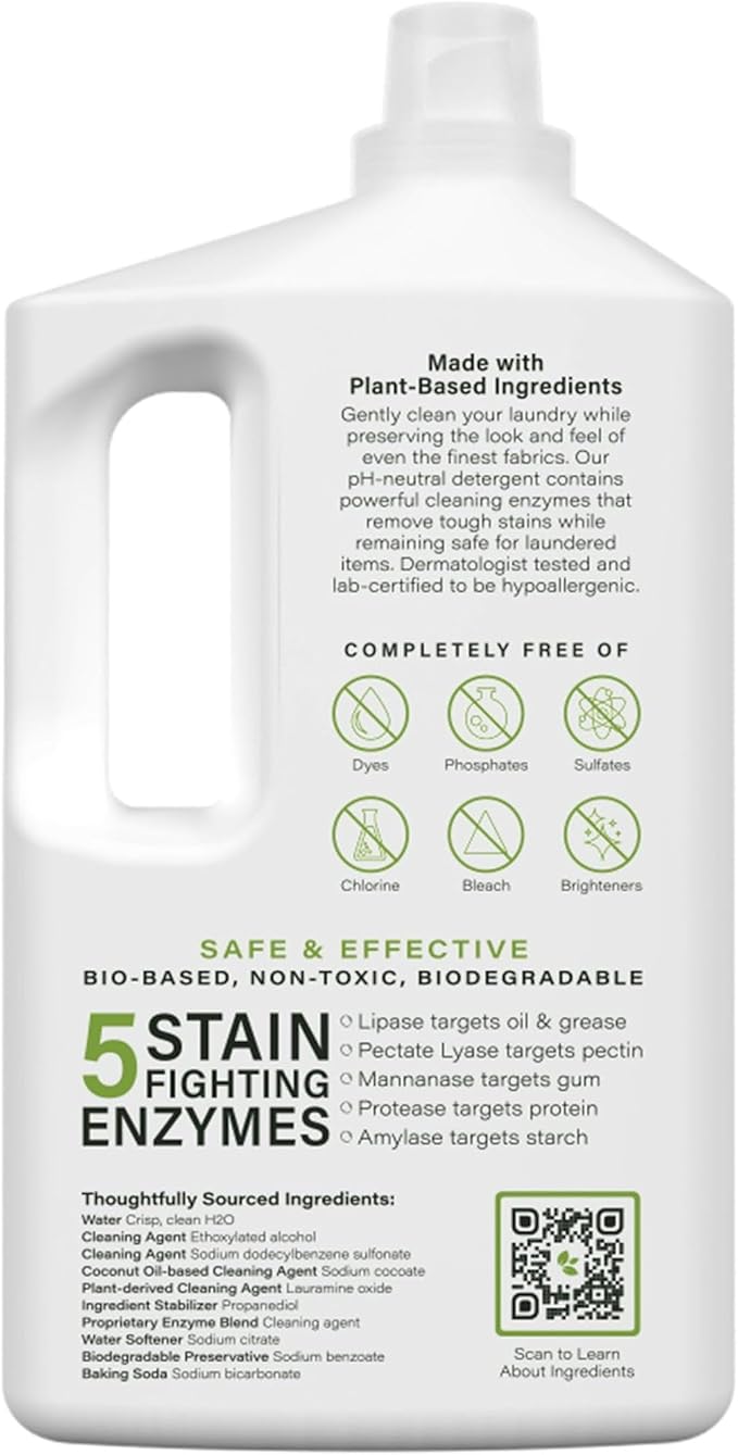 Heritage Park Luxury Laundry Detergent | Dermatologist Tested Plant based Natural & Enzyme Laundry Detergent | Sensitive Skin Friendly - Fragrance Free (64 fl oz)