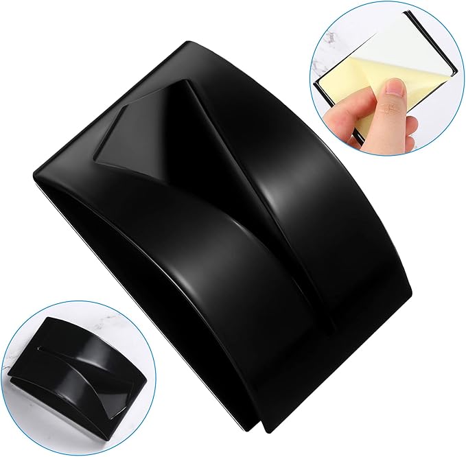 Boao 4 Pcs Self Adhesive Towel Hook Holder Grabber Stainless Steel Kitchen Dish Towel Hook Wall Mount Non Drilling Hangers Rack Hand Tea Holders for Bathroom Accesories Kitchen Gadgets (Black)