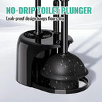 3 in 1 Toilet Brush and Plunger Set with Crevice Cleaning Brush, Toilet Plunger and Brush Set with Extra Long Handle, Plungers for Bathroom Accessories, Toilet Plunger with Holder, Black
