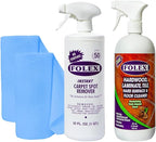 FOLEX Carpet Spot Remover & Hardwood/Floor Cleaner Bundle – Removes Pet Stains, Grease, Red Wine, Food & More – Bundle of Two 32 oz Bottles + 2 Reusable Cleaning Cloths