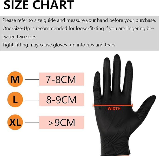 Disposable Gloves 100 Count, Black Nitrile Gloves for Cleaning, Powder & Latex Free Food Prep Gloves for Men & Women, Medium
