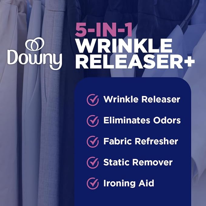 Downy Wrinkle Release Spray Plus, Static Remover, Odor Eliminator, Steamer for Clothes Accessory, Fabric Refresher and Ironing Aid, Light Fresh Scent, 16.9 Fluid Ounce (Pack of 4)