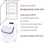 Kitchen Compost Bin Indoor for Counter Top,Hanging Small Trash Can with Lid,Food Waste Bin,Mountable Compost Busket 1.3 Gal/5 L Series,White