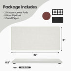 2PCS 10"x 5" Large Bathroom Sink Vanity Trays, Water Absorbing Diatomite Stone Quick Drying Mat for Kitchen Counter, Dish Rack Dispensers Sponge Holder Caddy Organizer, Beige, 10"x 5"
