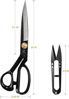Sewing Scissors, 10 Inch Fabric Dressmaking Scissors Upholstery Office Shears for Tailors Dressmakers, Best for Cutting Fabric Leather Paper Raw Materials Heavy Duty High Carbon Steel(Right-Handed)